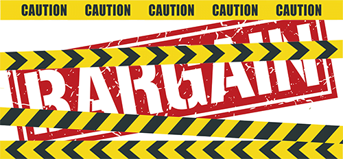 Caution tape over the word BARGAIN