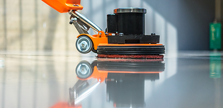 A shiny floor that has just been sealed and waxed