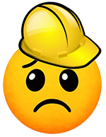 Sad face emoji with a hardhat