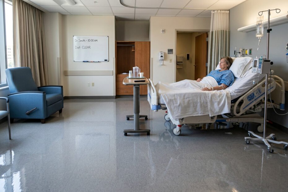 Hospital room with a shiny clean floor